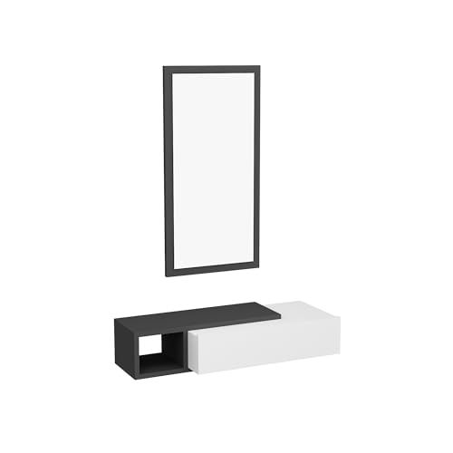 Regal mit Spiegel Anthrazit-Weiß von WELL HOME MOBILIARIO & DECORACIÓN