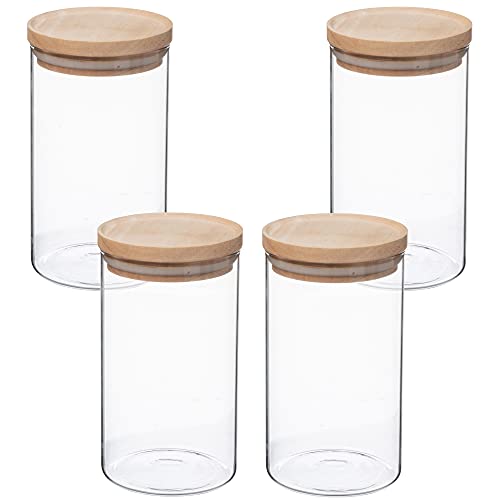 Satz von 4 Glas- und Holzgefäßen 1 L von WELL HOME MOBILIARIO & DECORACIÓN