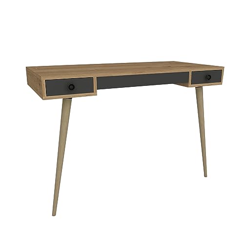 WELL HOME MOBILIARIO & DECORACIÓN Schreibtisch 84 x 120 x 60 cm, Eiche Saphir, Anthrazit von WELL HOME MOBILIARIO & DECORACIÓN