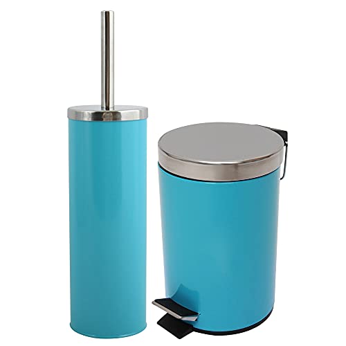 Set Badezimmerdekoration: Papelera 3 Liter und passender Besen in türkisfarbener Farbe von WELL HOME MOBILIARIO & DECORACIÓN
