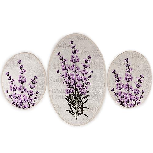 Setmat Set (3 Stück) Creme mit lila Blume von WELL HOME MOBILIARIO & DECORACIÓN