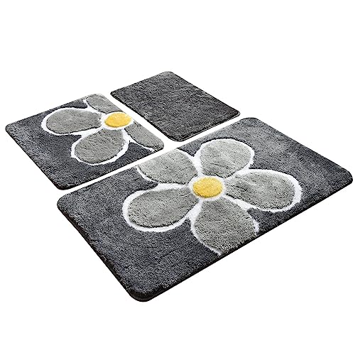 Setmat Set (3-teilig) grau Blumenmotiv von WELL HOME MOBILIARIO & DECORACIÓN