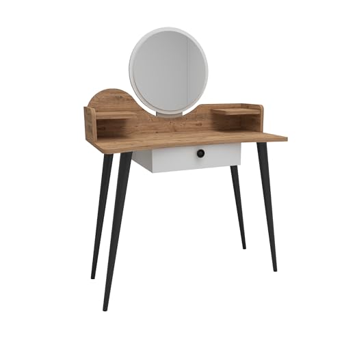 Solace Frisiertisch Atlantischer Kiefer/Weiß, 127,5 x 90 x 45 cm von WELL HOME MOBILIARIO & DECORACIÓN