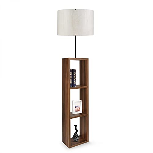 Stehleuchte, 100% Metall, Farbe Walnuss, Weiß von WELL HOME MOBILIARIO & DECORACIÓN