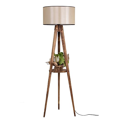 Stehleuchte aus Holz mit breitem Lampenschirm, beige, Kollektion Tanganjika, 45 x 45 x 153 cm, E 27 max. 60 W Stehleuchte aus Holz mit breitem Lampenschirm, beige, Kollektion Tanganjika, 45 x 45 x 153 cm, E 27 max. 60 W von WELL HOME MOBILIARIO & DECORACIÓN