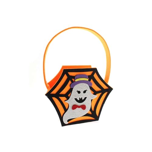 Terrorifizierter Korb mit Geistern und Spinnennetzen, Orange für Halloween von WELL HOME MOBILIARIO & DECORACIÓN