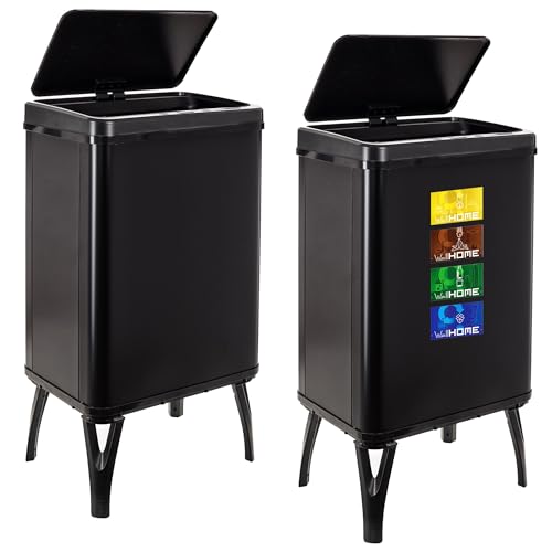 WELL HOME MOBILIARIO & DECORACIÓN 2 x Smart Mülleimer, 40 l, Höhe: 71,5 x 35,5 x 26 cm, schwarz mit Magnetetiketten von WELL HOME MOBILIARIO & DECORACIÓN