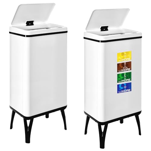 WELL HOME MOBILIARIO & DECORACIÓN 2 x Smart Mülleimer mit 50 l Fassungsvermögen, Höhe: 83,5 x 35,5 x 26 cm, weiß mit Magnetetiketten von WELL HOME MOBILIARIO & DECORACIÓN
