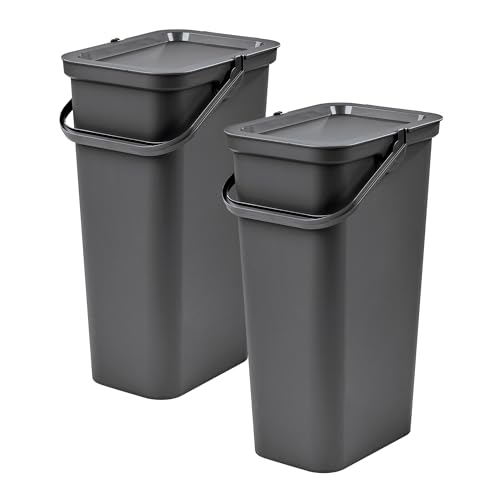 WELL HOME MOBILIARIO & DECORACIÓN 2er Set Mülleimer MODA 25L Graphit mit Griff WELL HOME MOBILIARIO & DECORACIÓN 2er Set Mülleimer MODA 25L Graphit mit Griff von WELL HOME MOBILIARIO & DECORACIÓN