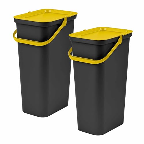 WELL HOME MOBILIARIO & DECORACIÓN 2er Set Mülleimer MODA 25L mit Griff Bernstein und Schwarz WELL HOME MOBILIARIO & DECORACIÓN 2er Set Mülleimer MODA 25L mit Griff Bernstein und Schwarz von WELL HOME MOBILIARIO & DECORACIÓN