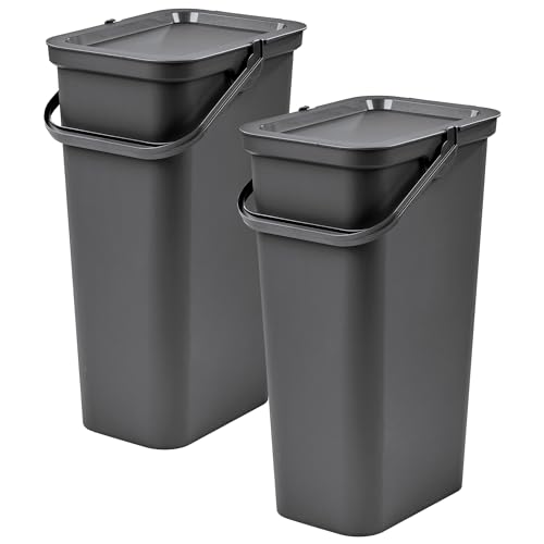 WELL HOME MOBILIARIO & DECORACIÓN 2er Set Mülleimer MODA 40L Graphit mit Griff WELL HOME MOBILIARIO & DECORACIÓN 2er Set Mülleimer MODA 40L Graphit mit Griff von WELL HOME MOBILIARIO & DECORACIÓN