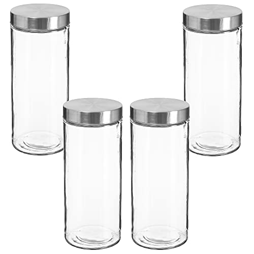 WELL HOME MOBILIARIO & DECORACIÓN 4er Set Vorratsdosen Glas + Edelstahl 2L von WELL HOME MOBILIARIO & DECORACIÓN