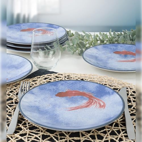WELL HOME MOBILIARIO & DECORACIÓN Dessertteller-Set (6 Stück), Keramik, Fisch, 20 x 20 x 2,5 cm von WELL HOME MOBILIARIO & DECORACIÓN