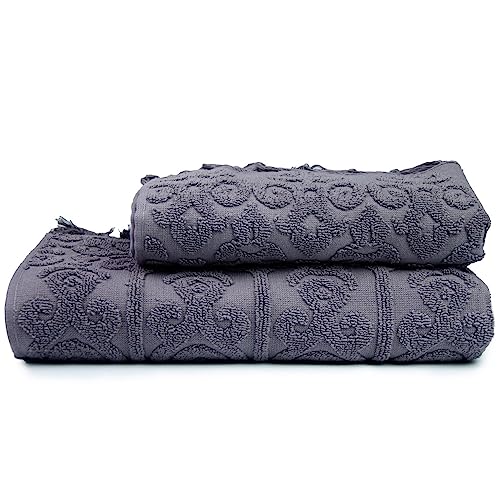 WELL HOME MOBILIARIO & DECORACIÓN Handtuch-Set (2-teilig) Pflaume Damast von WELL HOME MOBILIARIO & DECORACIÓN