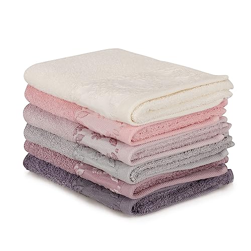 WELL HOME MOBILIARIO & DECORACIÓN Handtuch-Set (6-teilig) Lila, Rosa, Lila, Weiß, Grau von WELL HOME MOBILIARIO & DECORACIÓN