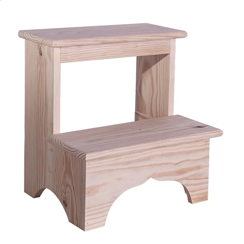 WELL HOME MOBILIARIO & DECORACIÓN Hocker Escalon aus Holz, lackfreies Finish, 40 x 30 x 40 cm von WELL HOME MOBILIARIO & DECORACIÓN