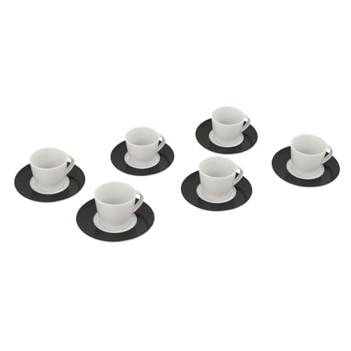 WELL HOME MOBILIARIO & DECORACIÓN Kaffeetassen-Set (12-teilig) Pocerlana schwarz und weiß mit Untertassen von WELL HOME MOBILIARIO & DECORACIÓN