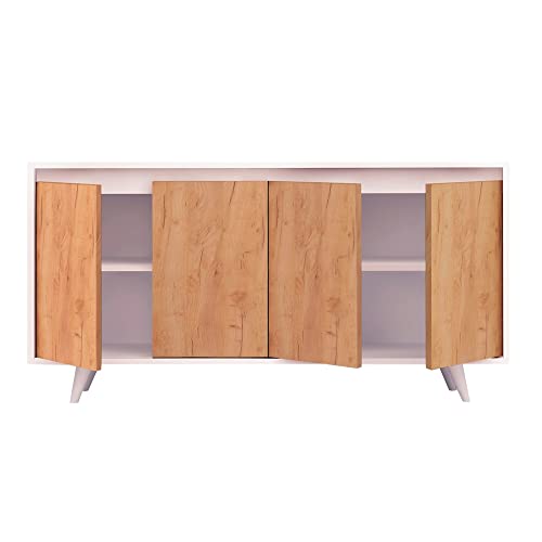 WELL HOME MOBILIARIO & DECORACIÓN Möbel aus weißer Eiche mit 100% Melaminbeschichteter Spanplatte, 140x86x40 von WELL HOME MOBILIARIO & DECORACIÓN