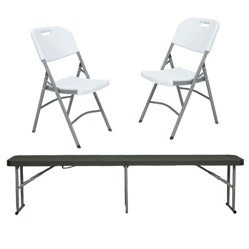 WELL HOME MOBILIARIO & DECORACIÓN Multifunktionaler Klapptisch, 180 x 75 x 74 cm, und Set mit 2 Klappstühlen, 51 x 45 x 85,5 cm, ideal für den Außenbereich WELL HOME MOBILIARIO & DECORACIÓN Multifunktionaler Klapptisch, 180 x 75 x 74 cm, und Set mit 2 Klappstühlen, 51 x 45 x 85,5 cm, ideal für den Außenbereich von WELL HOME MOBILIARIO & DECORACIÓN