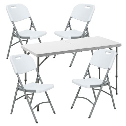 WELL HOME MOBILIARIO & DECORACIÓN Multifunktionaler Klapptisch, höhenverstellbar, 120 x 60 x 52,5-75 cm, und Set mit 4 Klappstühlen, 51 x 45 x 85,5 cm, ideal für den Außenbereich WELL HOME MOBILIARIO & DECORACIÓN Multifunktionaler Klapptisch, höhenverstellbar, 120 x 60 x 52,5-75 cm, und Set mit 4 Klappstühlen, 51 x 45 x 85,5 cm, ideal für den Außenbereich von WELL HOME MOBILIARIO & DECORACIÓN