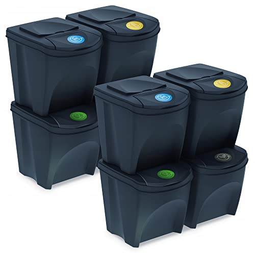 WELL HOME MOBILIARIO & DECORACIÓN PK5200 Pack 2er Set mit 4 Recycling-Eimern 100l Prosperplast Sortibox aus Kunststoff in Anthrazit WELL HOME MOBILIARIO & DECORACIÓN PK5200 Pack 2er Set mit 4 Recycling-Eimern 100l Prosperplast Sortibox aus Kunststoff in Anthrazit von WELL HOME MOBILIARIO & DECORACIÓN