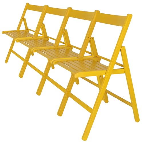 WELL HOME MOBILIARIO & DECORACIÓN Packung mit 4 Stühlen BAS aus Buchenholz, gelbes Finish von WELL HOME MOBILIARIO & DECORACIÓN