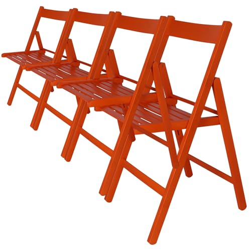 WELL HOME MOBILIARIO & DECORACIÓN Packung mit 4 Stühlen BAS aus Buchenholz, rotes Finish von WELL HOME MOBILIARIO & DECORACIÓN