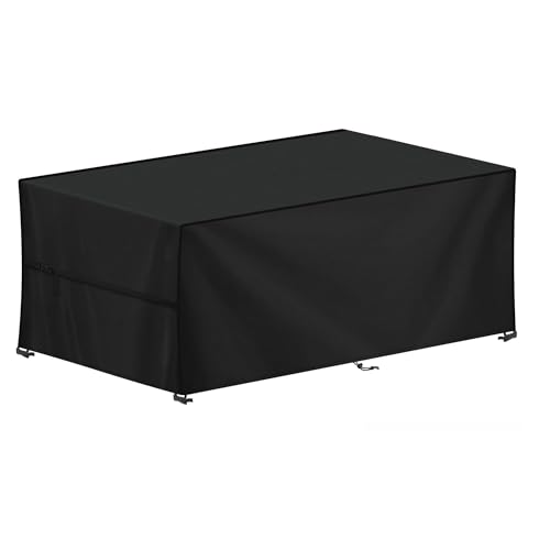 WELL HOME MOBILIARIO & DECORACIÓN Rechteckige Abdeckung für den Gartentisch, 165 x 115 x 80 cm, Polyester, Schwarz, mit Tragetasche von WELL HOME MOBILIARIO & DECORACIÓN