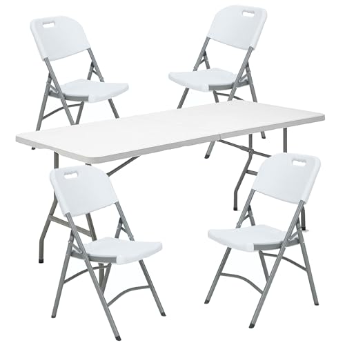 WELL HOME MOBILIARIO & DECORACIÓN Rechteckiger Klapptisch, multifunktional, 183 x 76 x 74 cm, und Set mit 4 Klappstühlen, 51 x 45 x 85,5 cm, ideal für den Außenbereich WELL HOME MOBILIARIO & DECORACIÓN Rechteckiger Klapptisch, multifunktional, 183 x 76 x 74 cm, und Set mit 4 Klappstühlen, 51 x 45 x 85,5 cm, ideal für den Außenbereich von WELL HOME MOBILIARIO & DECORACIÓN