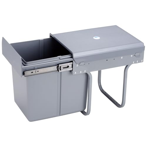 WELL HOME MOBILIARIO & DECORACIÓN Recycling-Behälter für Küchenmöbel, 15l, untere Befestigung und manuelle Entnahme, herausnehmbarer Eimer, mit Deckel von WELL HOME MOBILIARIO & DECORACIÓN