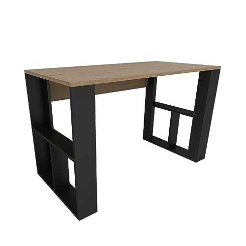 WELL HOME MOBILIARIO & DECORACIÓN Schreibtisch 73,8 x 120 x 60 cm, Eiche Saphir-Schwarz von WELL HOME MOBILIARIO & DECORACIÓN