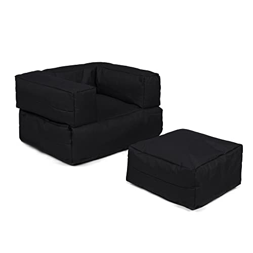 WELL HOME MOBILIARIO & DECORACIÓN Sessel + Sitzsack für Kinder für den Außenbereich schwarz, 65x40x50 von WELL HOME MOBILIARIO & DECORACIÓN