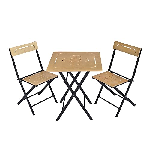 WELL HOME MOBILIARIO & DECORACIÓN Set aus Tisch und Stühlen (3-teilig) Gartenmöbelset, Braun und Schwarz von WELL HOME MOBILIARIO & DECORACIÓN