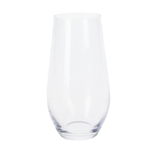 WELL HOME MOBILIARIO & DECORACIÓN Set mit 4 Gläsern aus klarem Glas mit geprägtem Streifenmuster, 580 ml von WELL HOME MOBILIARIO & DECORACIÓN