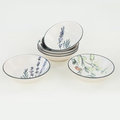 WELL HOME MOBILIARIO & DECORACIÓN Teller-Set (6 Teile) aus Keramik mit Pflanzenmotiv von WELL HOME MOBILIARIO & DECORACIÓN