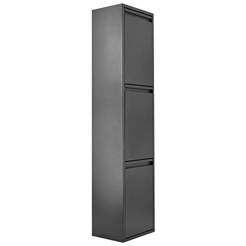 WELL HOME MOBILIARIO & DECORACIÓN Top Abfall- und Recyclingeimer aus Stahl, 3 Mehrzweck-Eimer, Anthrazit, 133,5 x 30,5 x 24,5 cm von WELL HOME MOBILIARIO & DECORACIÓN