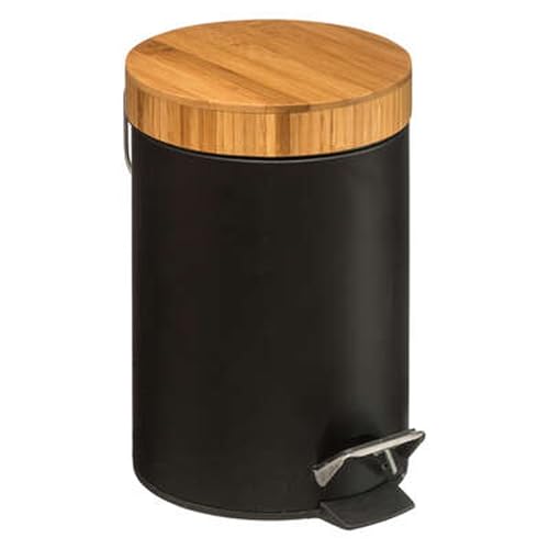 WELL HOME MOBILIARIO & DECORACIÓN Treteimer, 3 l, Metall, Bambus, Schwarz von WELL HOME MOBILIARIO & DECORACIÓN