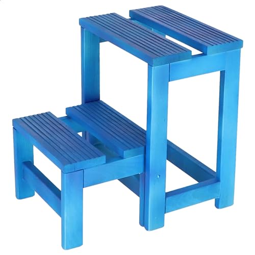 WELL HOME MOBILIARIO & DECORACIÓN Tritthocker Treppe 2 Stufen blau, 32x23x40 von WELL HOME MOBILIARIO & DECORACIÓN