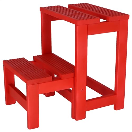 WELL HOME MOBILIARIO & DECORACIÓN Tritthocker Treppe 2 Stufen rot, 32x23x40 von WELL HOME MOBILIARIO & DECORACIÓN