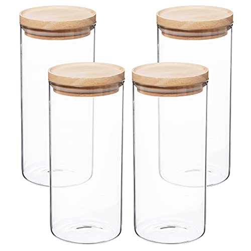 WELL HOME MOBILIARIO & DECORACIÓN WellHome Set mit 4 Gläsern aus Glas und Holz, 1,3 l, 4 x 1300 ml von WELL HOME MOBILIARIO & DECORACIÓN