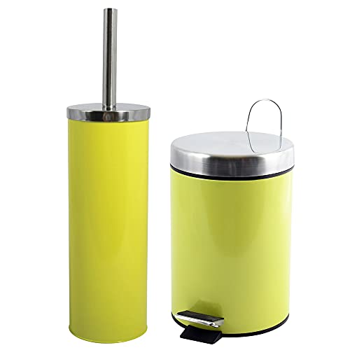 WELL HOME MOBILIARIO & DECORACIÓN Wellhome Farbset abfalleimer, Edelstahl und Metall, grün, Papelera: 25 xØ17 Escobillero: Ø9,3x38,5 (Alto) cms von WELL HOME MOBILIARIO & DECORACIÓN