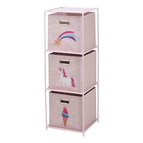WELL HOME Schubladen-Regal mit 3 Regalböden aus Metall, Rosa, H.102 cm von WELL HOME MOBILIARIO & DECORACIÓN
