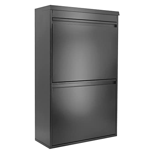 WELLHOME Top Cubo Four Mülleimer und Recycling-System aus Stahl mit 4 Eimern und oberer Ablage, Anthrazit, 97,5 x 58,5 x 24,5 cm, Grau von WELL HOME MOBILIARIO & DECORACIÓN