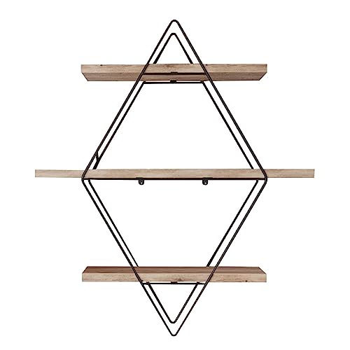 Wandregal in Rautenform mit 3 Ebenen, Schwarz von WELL HOME MOBILIARIO & DECORACIÓN