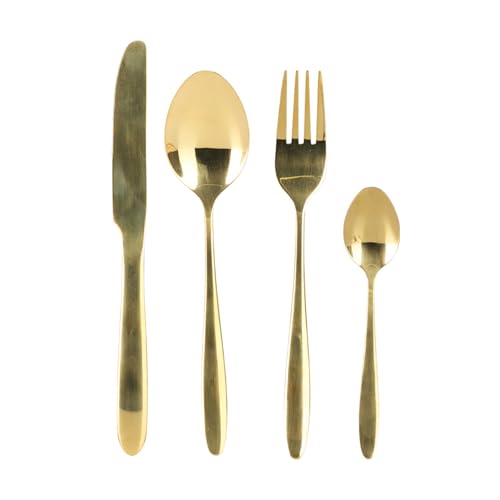 Well Home 24-teiliges Besteckset aus Edelstahl mit Goldbeschichtung von WELL HOME MOBILIARIO & DECORACIÓN