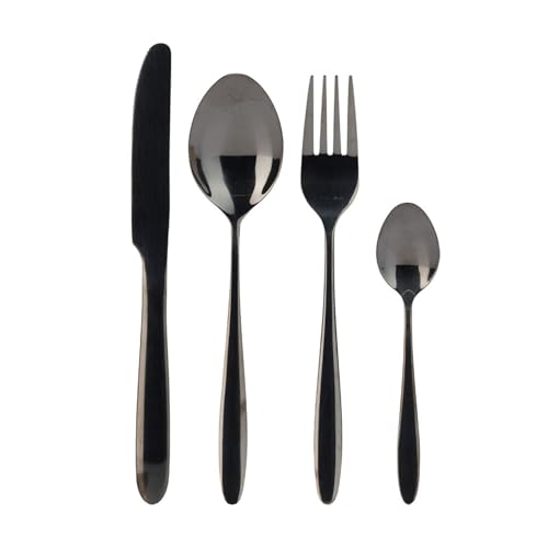 Well Home 24-teiliges Besteckset aus Edelstahl mit schwarzer Beschichtung von WELL HOME MOBILIARIO & DECORACIÓN