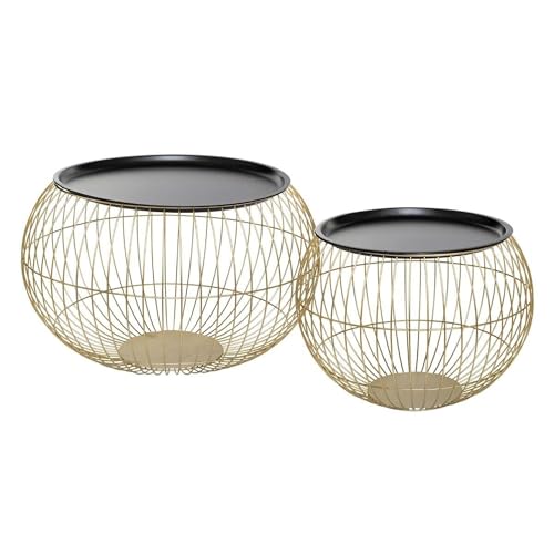 Well Home 2er Set glamouröse Beistelltische aus Metall in Gold und Schwarz von WELL HOME MOBILIARIO & DECORACIÓN