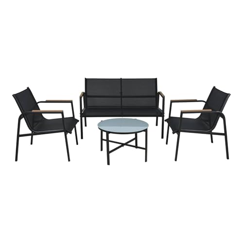 Well Home 4-teiliges Gartenmöbel-Set aus verzinktem Stahl und Glas mit Marmor-Finish von WELL HOME MOBILIARIO & DECORACIÓN