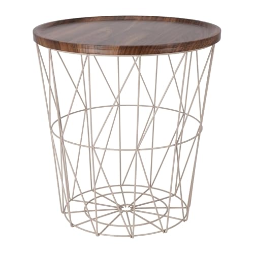 Well Home Beistelltisch aus Metall mit MDF-Tablett, Braun, Ø37 x 39 cm von WELL HOME MOBILIARIO & DECORACIÓN