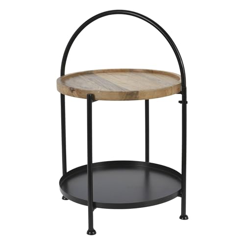 Well Home Beistelltisch mit Zwei Ablagen, Schwarz, Ø 39 x 55 cm von WELL HOME MOBILIARIO & DECORACIÓN